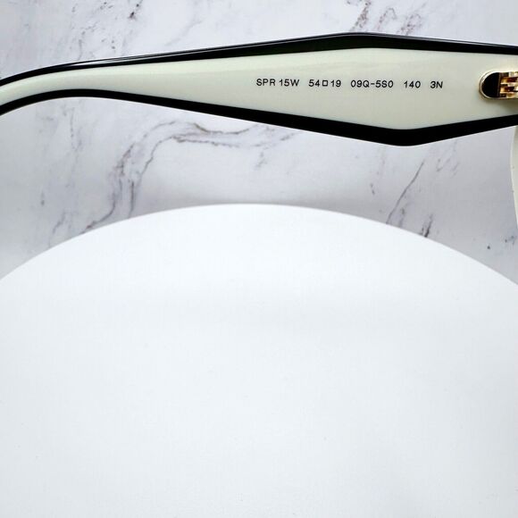 New Prada Sunglasses Womens Black White Symbole Logo Authentic Gold Logo Italy - Picture 8 of 16